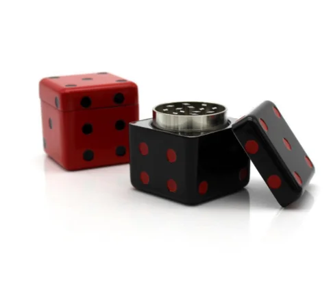 2024 new style customized logo wholesale creative dice shape diameter 40mm 3-layer zinc alloy smoke grinder tobacco grinder
