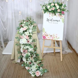 New wedding stage background wall decoration artificial flowers runner flower row
