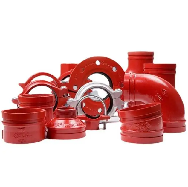 Factory Ductile iron FM UL grooved pipe fitting Rigid Flexible coupling with red color