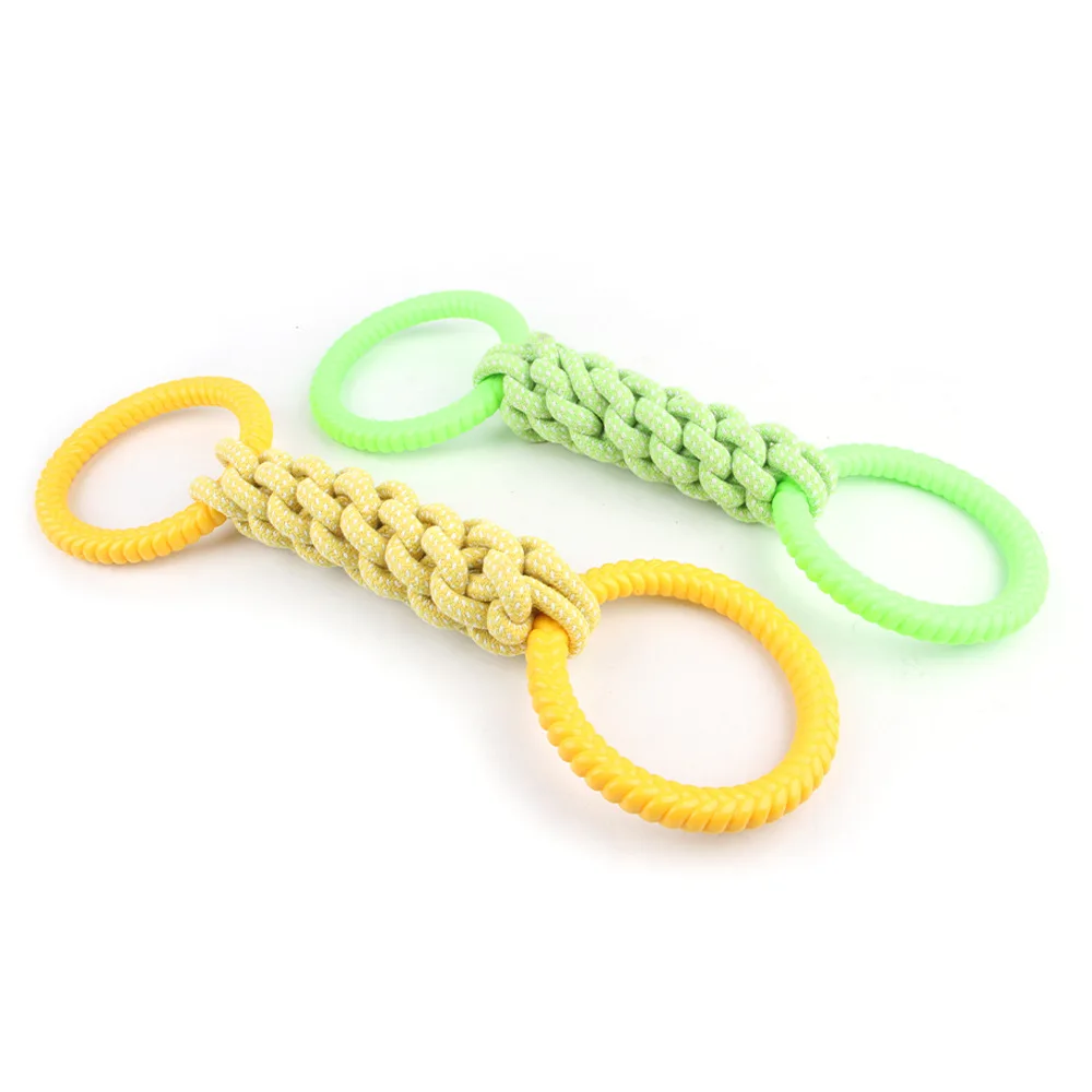 High Quality Bite Cotton Rope Knot Dog Toy with TPR Rubber Tyre for Cleaning Teeth Pet Bed Accessory