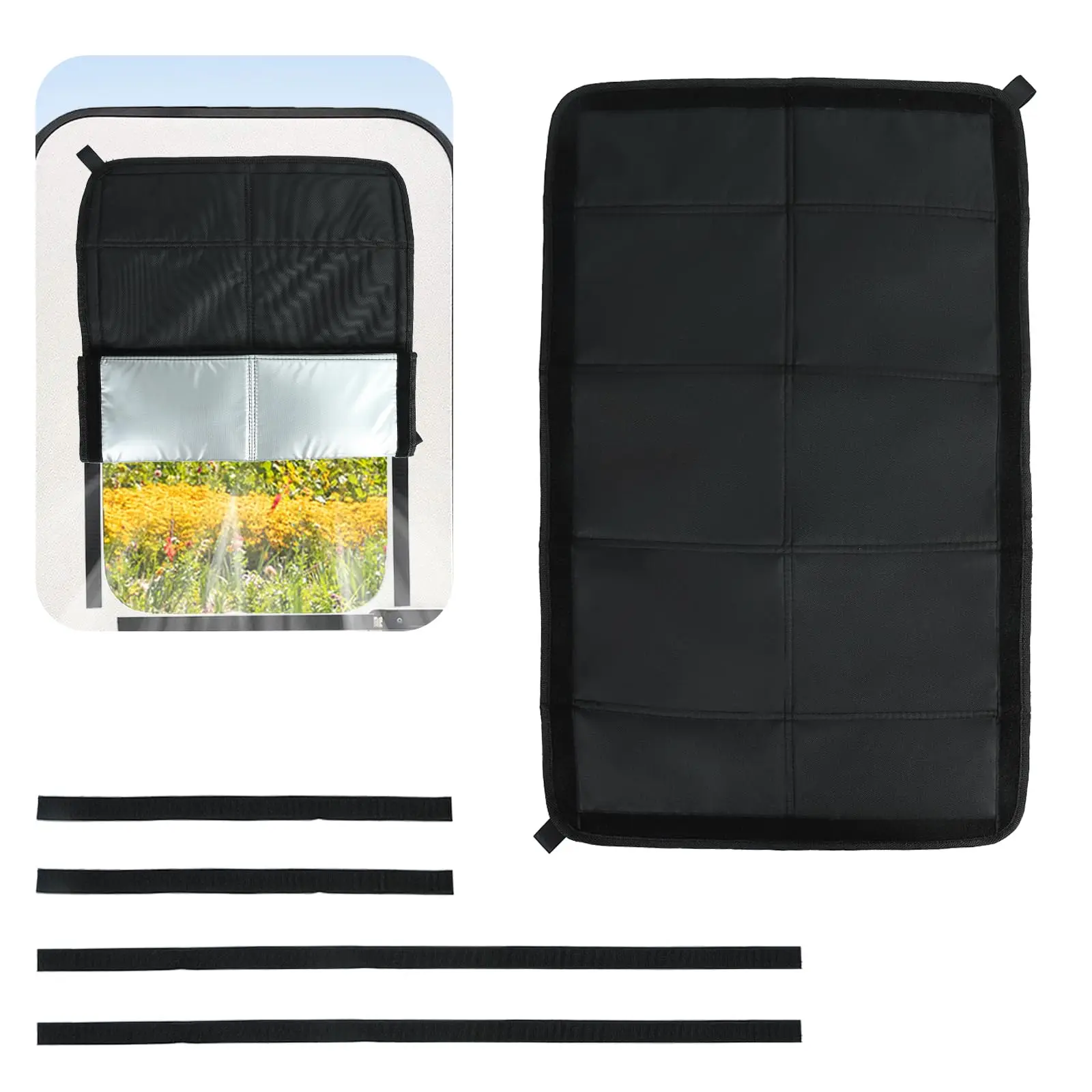 25*16 inch Foldable UV Rays Protection Sun Blackout Double Sides Magnetic RV Door Window Shade Cover