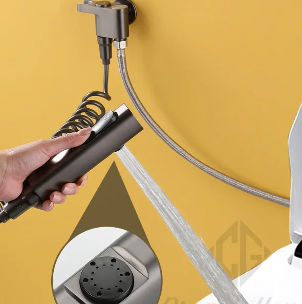 All Copper Toilet Companion with Spray Gun One-in 2-out Washer suit Household Toilet High Pressure Flush Nozzle