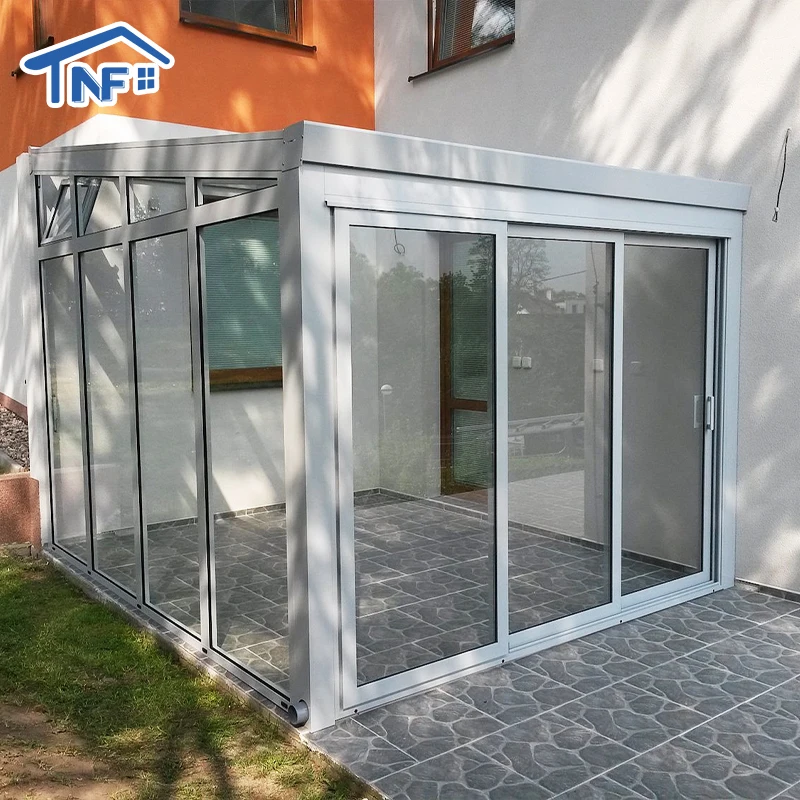 aluminum frame retractable tempered insulated glass greenhouse sunroom houses