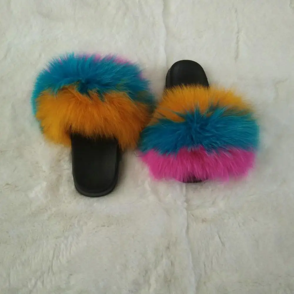 Custom Design Sandals fox full fur slides fur sandals