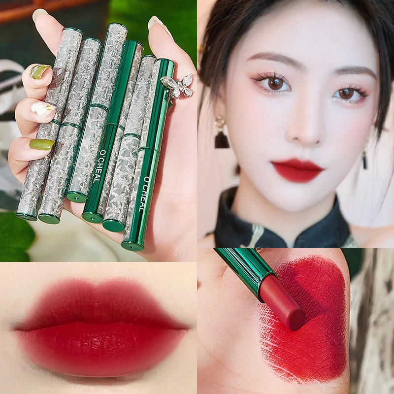 High Quality 6 Colors Lipstick Silky Sexy Red Lipstick Private Label Cosmetic Stylish Matte Moisturizing Lipstick