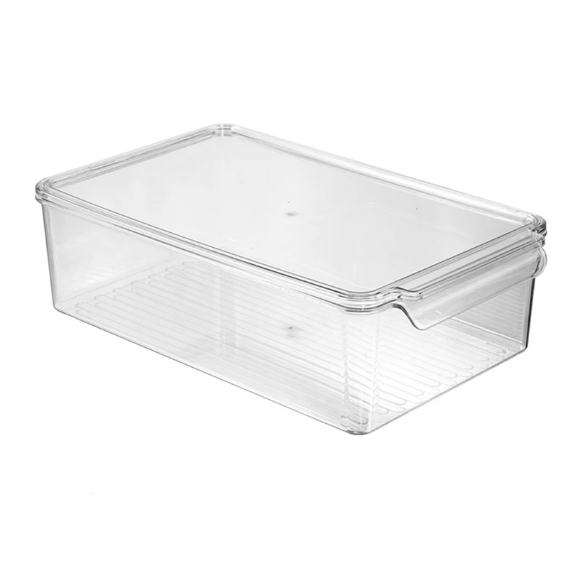 
L Size Pantry Organization and Storage with Lid Refrigerator Organizer Bins Fridge Stackable Plastic Organizer Storage Bins 