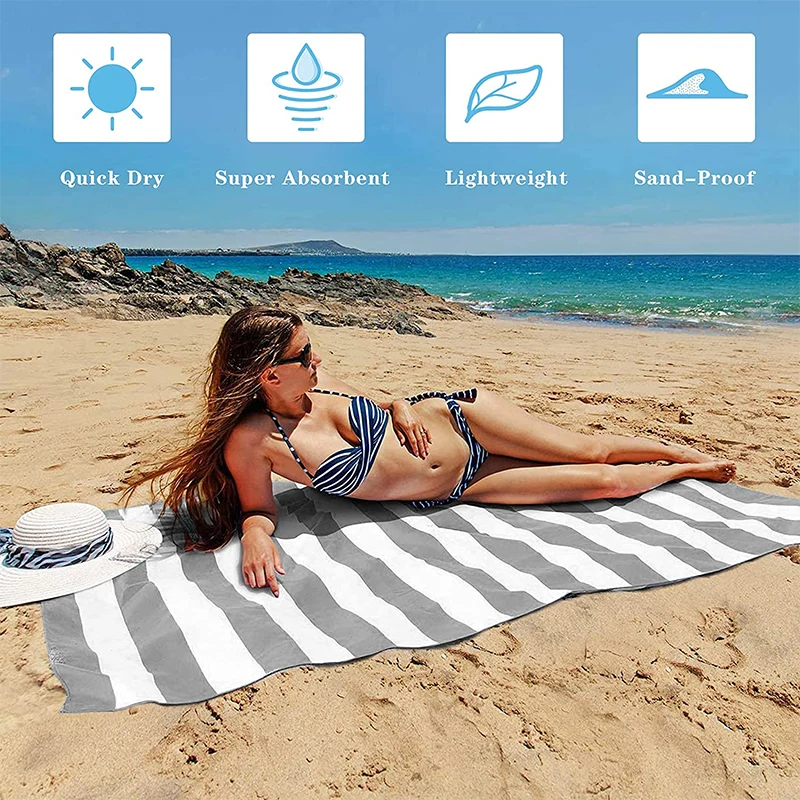 Quick dry Microfiber beach towel bath towel with hanging tag