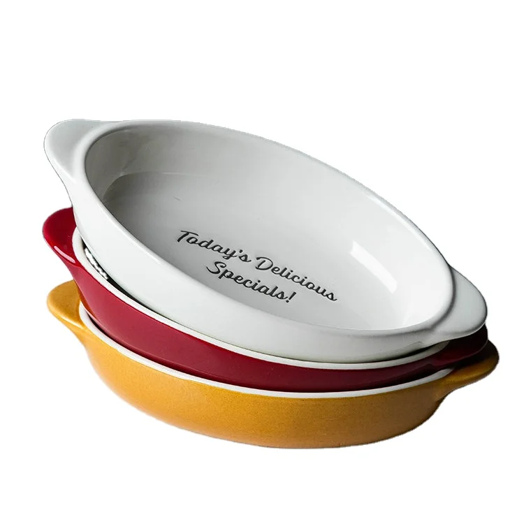 Новый дизайн бытовой формы керамическая форма для запекания с двумя ручками