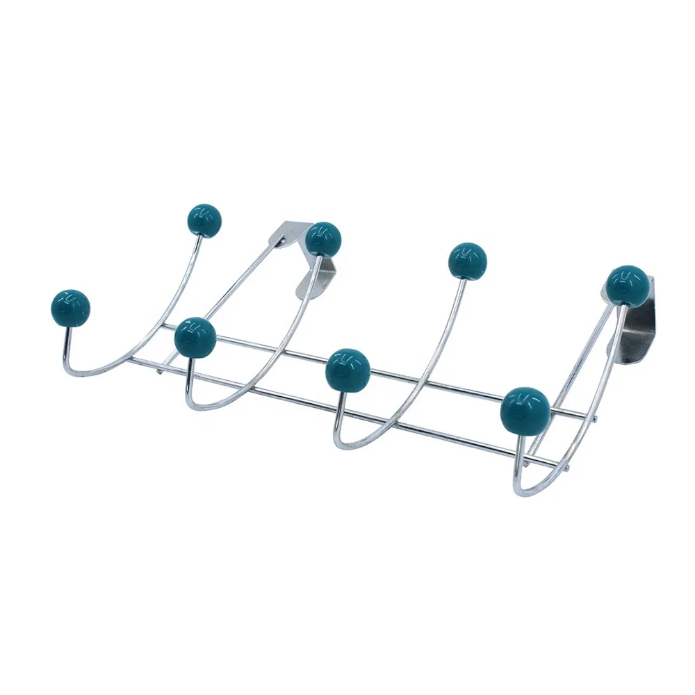 Chrome Metal Over-the-Door 8-Hook Organizer Rack Bathroom Sets with Door Hook Hanger