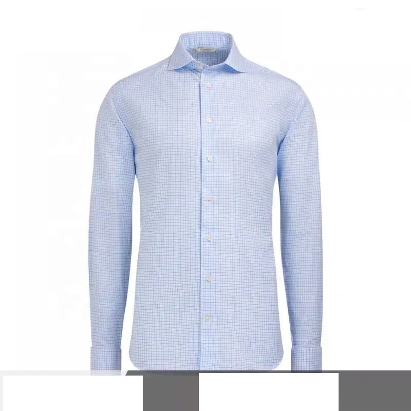 OEM MTM сшитой на заказ с длинным рукавом в клетку хлопчатобумажные мужские рубашки свободного покроя полосатый Формальные смокинг рубашки для мужчин