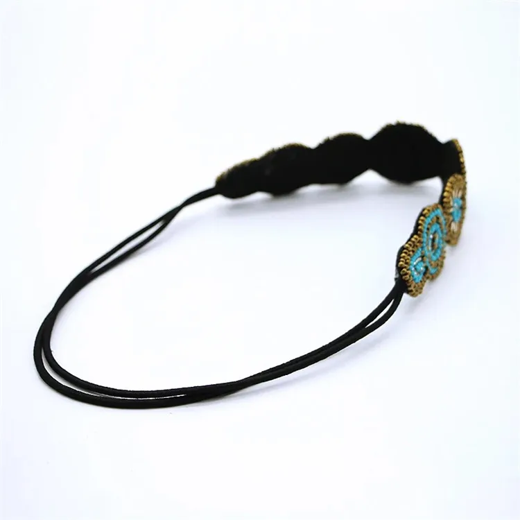 Custom Design Crystal Stone Beaded Elastic Headbands for women