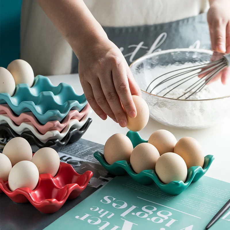  Simple Style Kitchen Utensils Ceramic Egg Grid Household Storage Tray