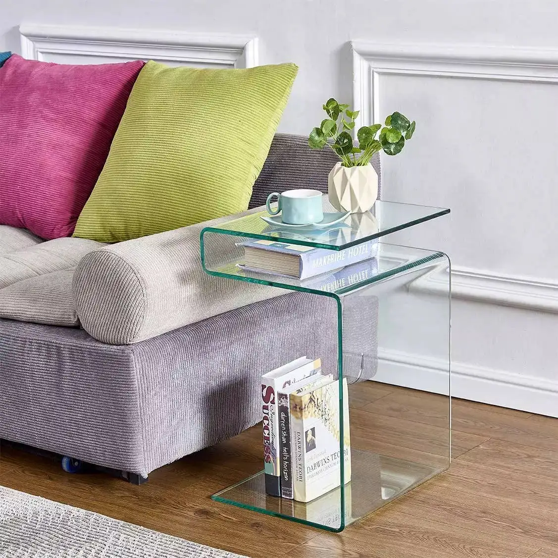 Yaqi 2023 Guangzhou Factory Hot Sale Modern Design Customized Size Acrylic Side Table Console Table Metal Table