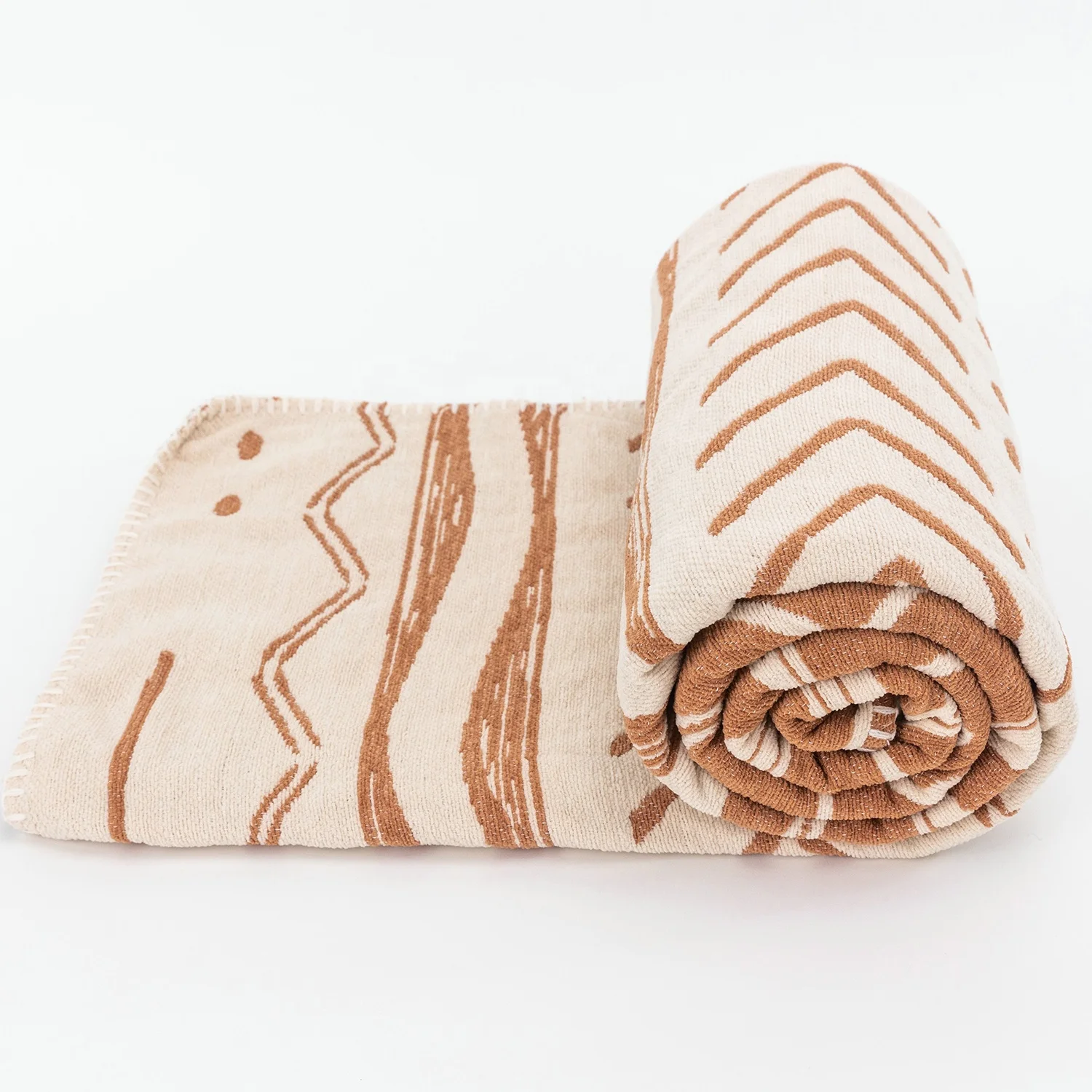 Zigzag Geometric Warm Chunky furry Soft chenille throw blanket for Home Living Room Sofa Nap Knee Cuddly Rug Armchair