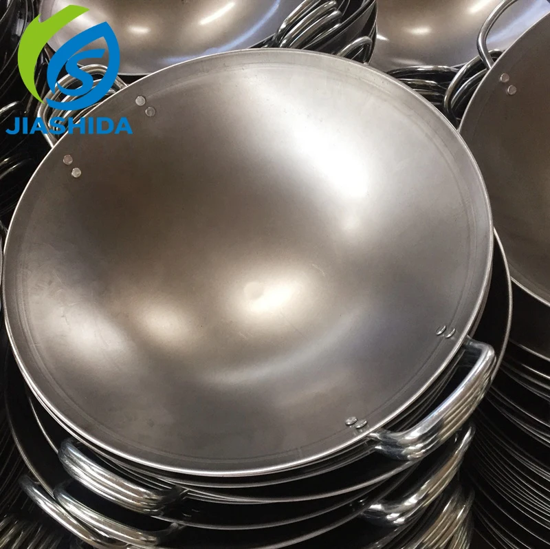 Wholesale Binaural Commercial Induction Cooking Non Stick Iron Wok 40-60cm Two Handle Fry Pan Chinese Wok