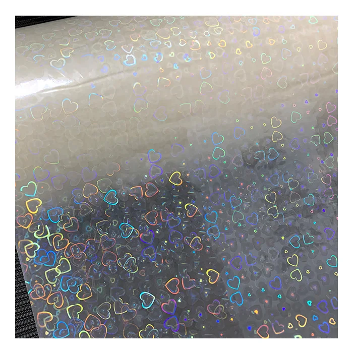 BOPP  Laser Material PET Transparent Heart Pattern Holographic Hot Thermal lamination Film
