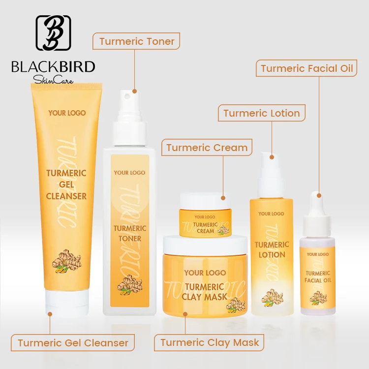 Private label Korea Cosmetic Available Whitening Brightening Anti-aging Glowing Turmeric Face Skin Care Set