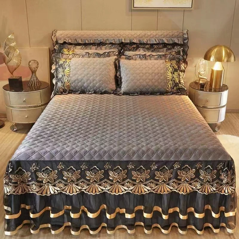 Winter Bedspread Slip Set Bedspread Luxury Embroidered Bedding Set 4 Piece Flat Sheet Pillowcase Bedspread bed cover