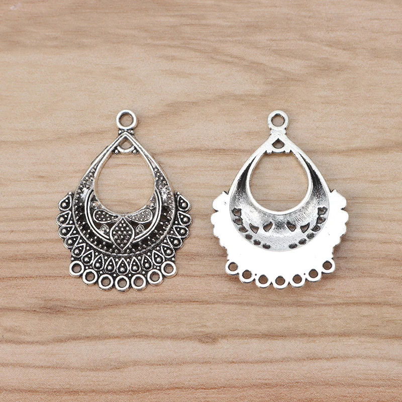 Tibetan Silver Earring Chandelier Multi Strand Connector Charms Pendants for Jewelry Making Accessories 36x25mm