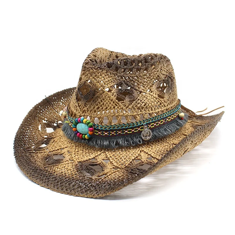 2022 Wholesale White Western Decor Chapeau sombrero vaquero Straw Cowboy Hats For Women Girls Made in Mexico Cow Boy Party