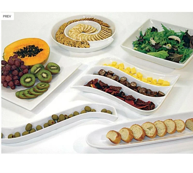 Роскошные Винтажные белые керамические разделенные блюда доломитовые оливковые блюда с отделениями для домашнего или ресторанного использования