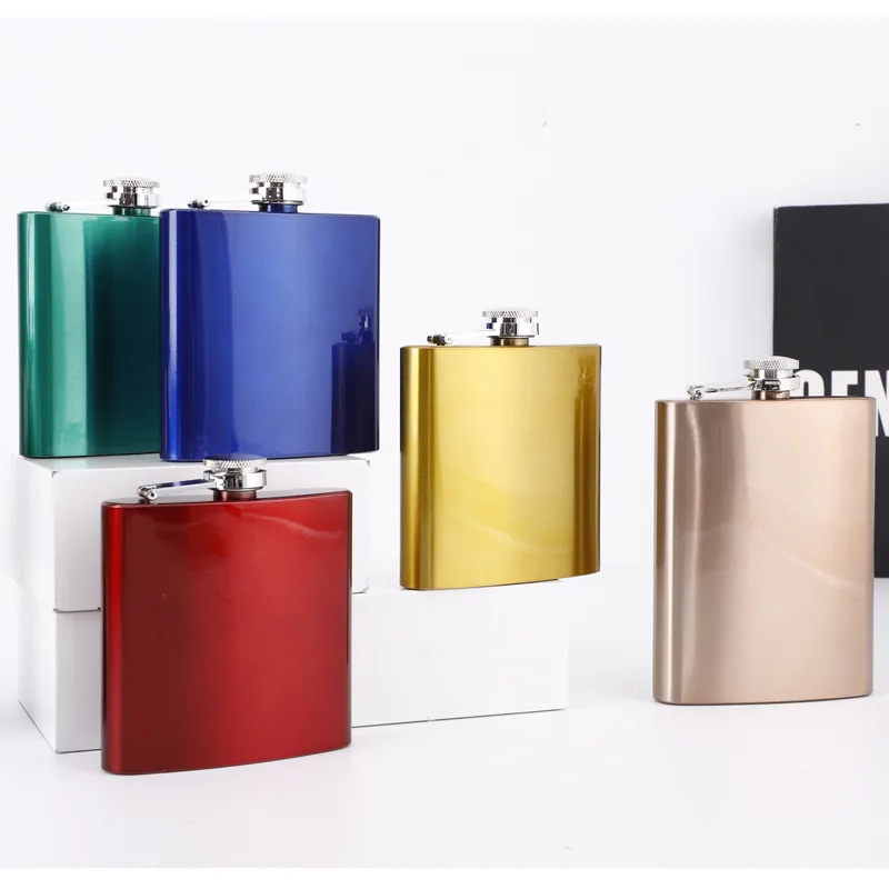 Colorful Red Gold Blue Green Rose Gold 175ml 6oz Stainless Steel Whiskey Wine Hip Flask