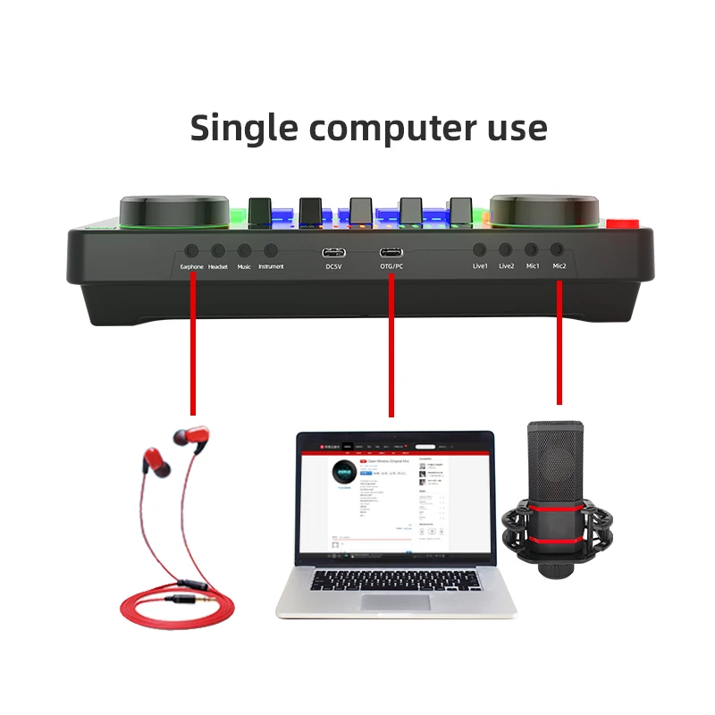 S9 Live Audio USB Interface with DJ Mixer Sound Card Mobile Phone Voice Changer Karaoke Voice for Live Broadcast Recording
