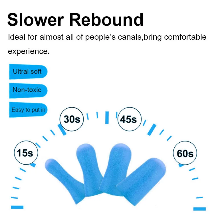 Hearing Protection 100 Pairs PU Foam Ear Plugs Custom Logo 38dB Noise Reduction Sleeping Earplugs with Logo