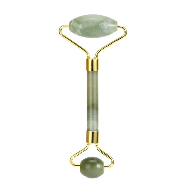 Нефритовый массажный ролик для лица с двумя головками в подарок