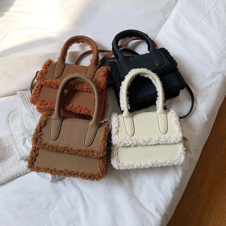 INS Fashion Fur Purses Ladies Women Hand Bags 2023 Winter Suede Bags Designer Crossbody Purses and Handbags for Women Luxury