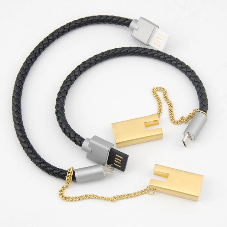 For Mobile Phone Magnetic Leather Bracelet USB Charger Cable