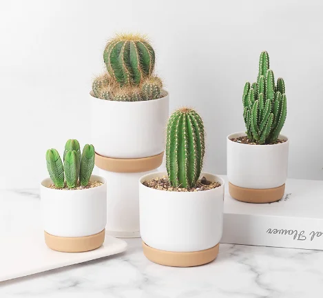 Высококачественный переработанный пластиковый горшок для растений небольшой цветочный имитация керамических белых пластиковых горшков