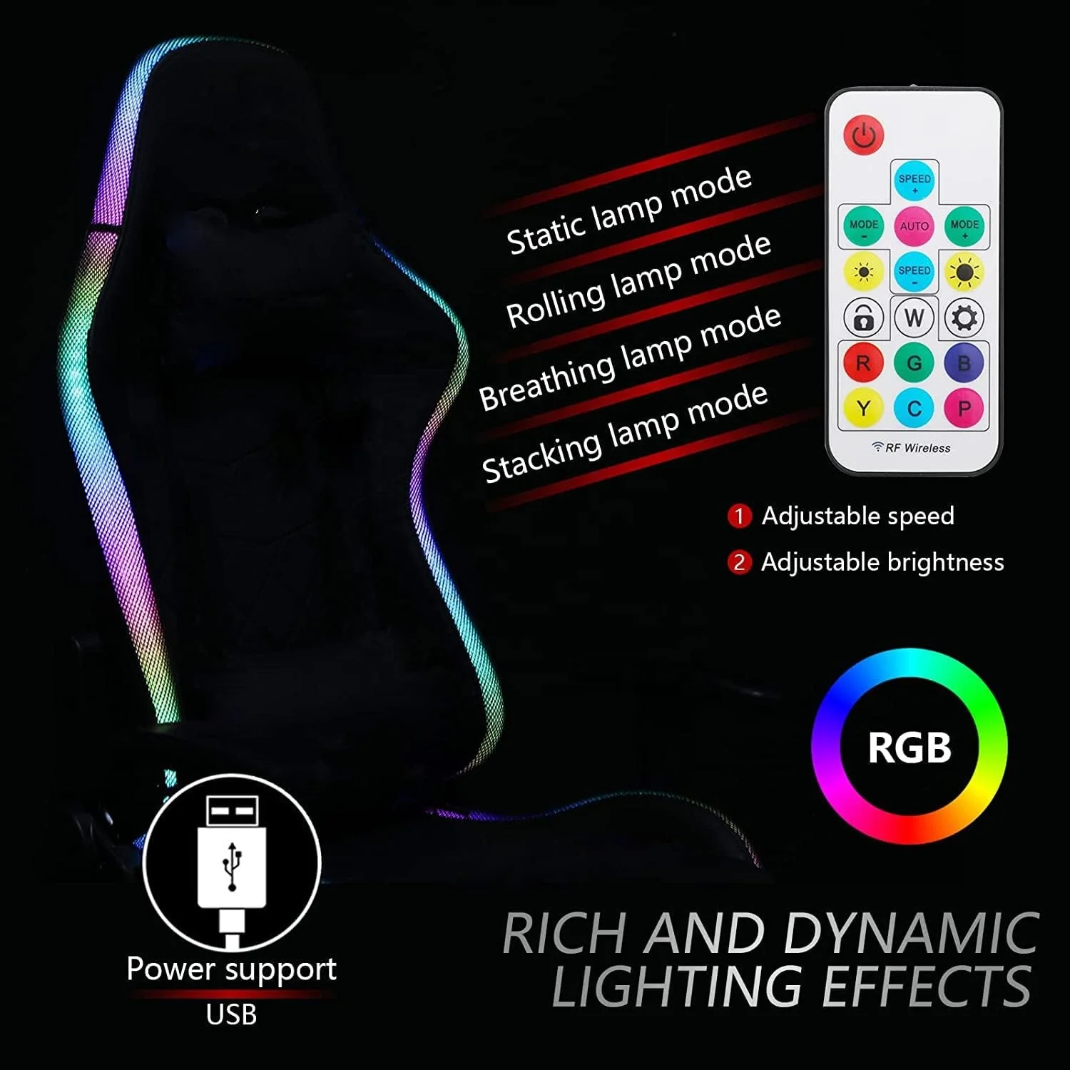 High Quality Gaming Chair Comfortable Rgb Computer Chairs 7 points Massage Gaming Chair with Speakers and LED for Adults
