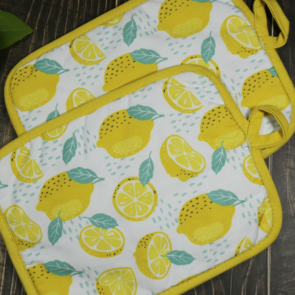 Wholesale Price100% Cotton Custom Logo Cooking Oven Mitts and Pot Holder Set