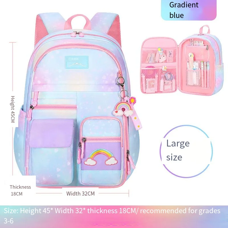 2024 Hot Selling Cute Pink Student Backpack Large Size Lightweight School Book Bag with Cartoon Pattern for Boys and Girls