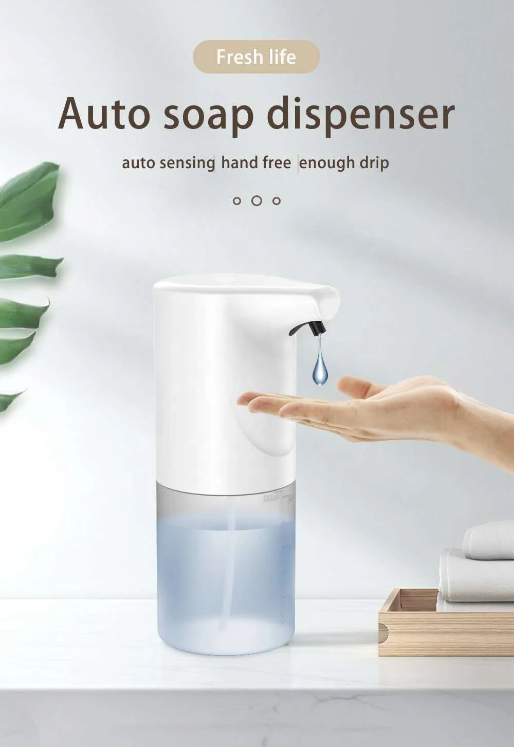 350ml Liquid Foam Soap Automatic Touchless Hand Foam Soap Dispenser Brown Box Plastic Graphic Design White OEM Modern 2 Years