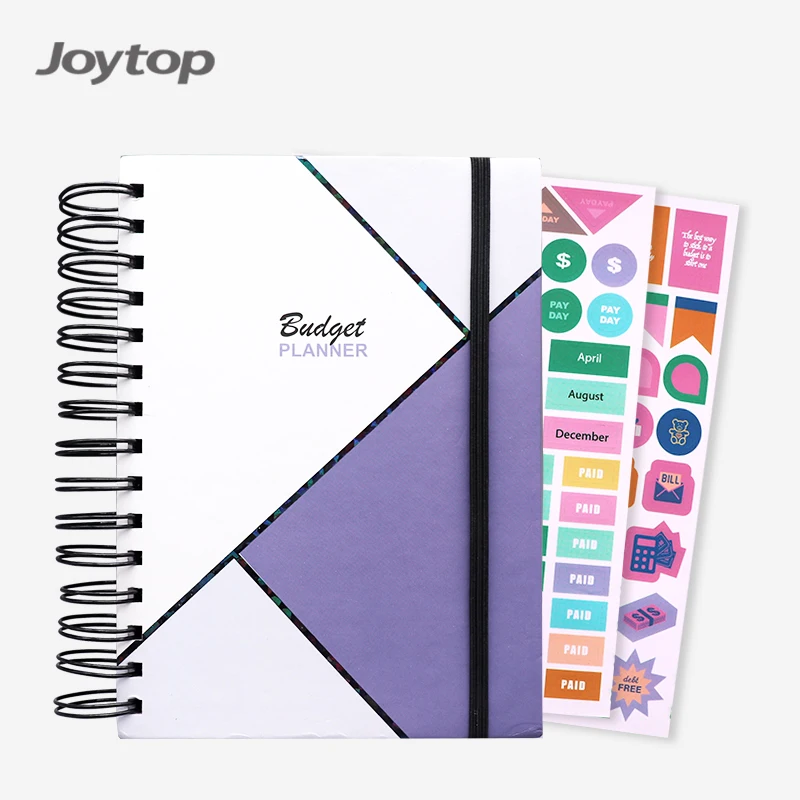 Joytop Wholesale Simple Marbling A5 12 Months Spiral System Budget Planner Journal Notebook With Sticker agenda