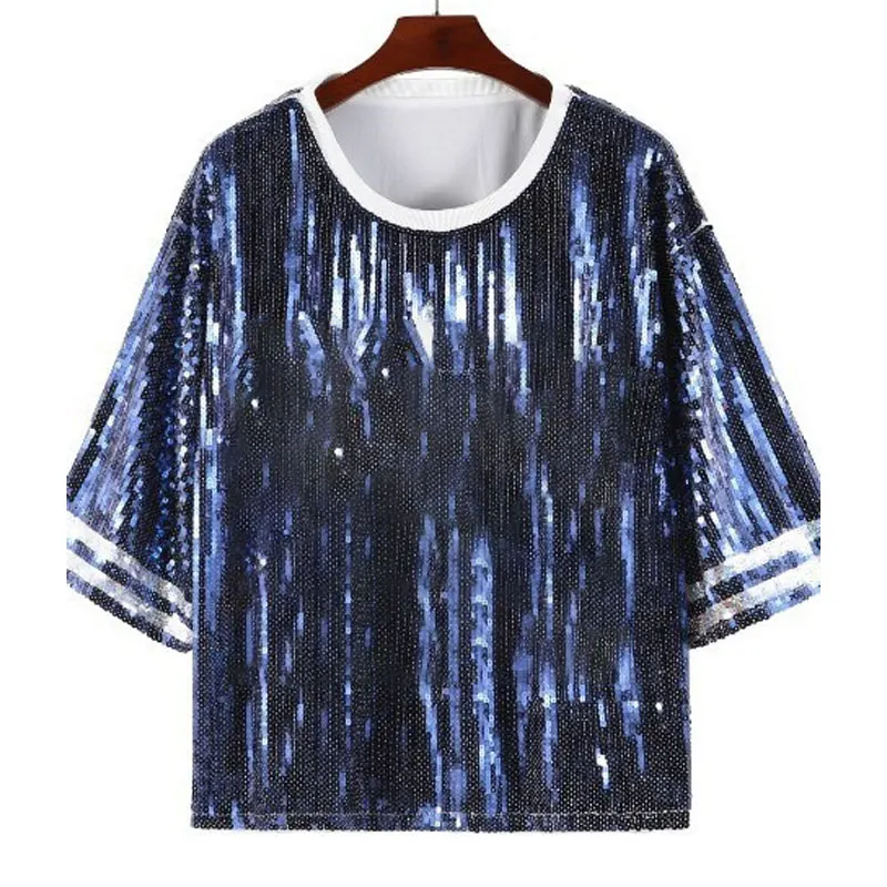 fashion custom design sexy sequin shirts womens Jersey dress Ladies new cowboy baseball football game female tops