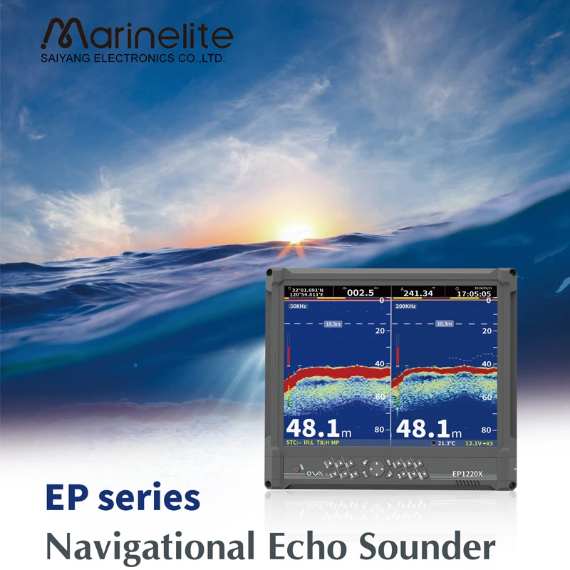 Dual frequency single beam echosounder echo sounder for marine
