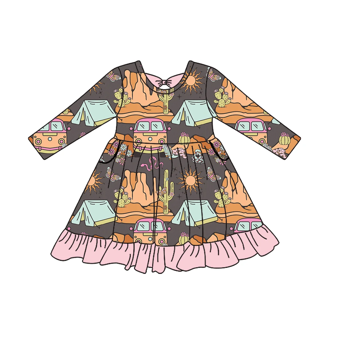 Hot Sale Summer Baby Dresses Short Sleeve Toddle Baby Girl Dress Soft Baby Bamboo Back Bow Dresses