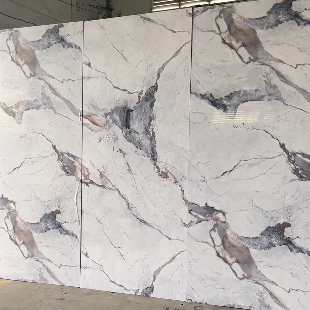 China Manufacturer Customizable Marble Look PVC Foam Panel Interior Decorative Wallboard 2800*1200 High Glossy Carbon Rock Sheet