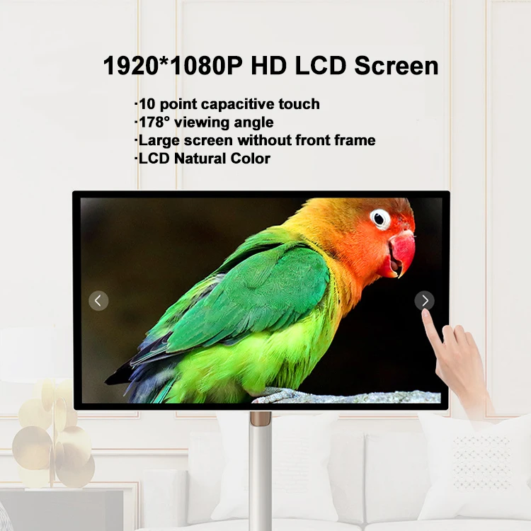 5H/9H Long Battery Life 21.5 24 27 32 inch Android Smart Interactive Touch Screen Mobile Wireless Portable TV on wheels