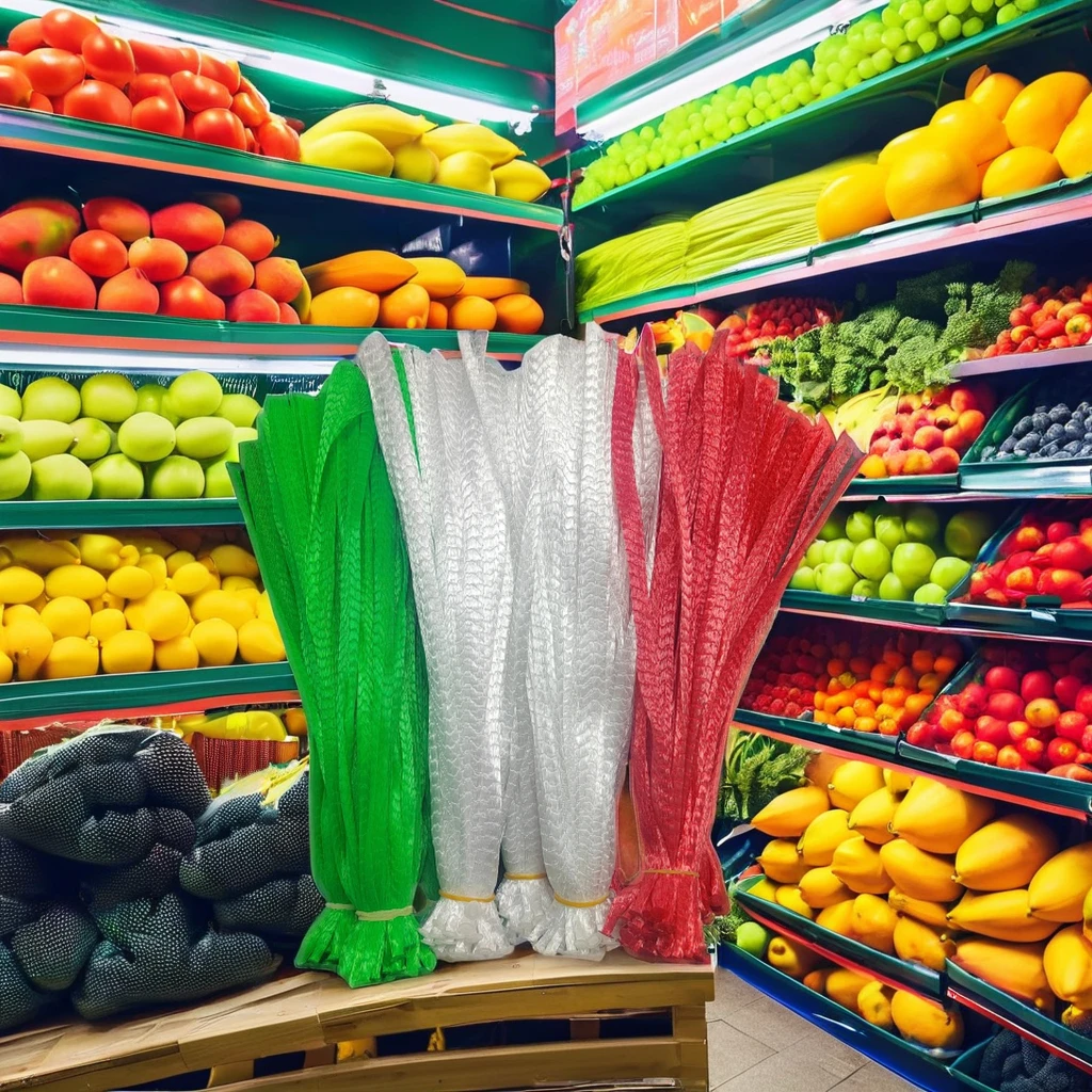 Factory Direct Sell Fruit Mesh Bags Onion supermarket mesh Bags Polyethylene Net Bag Mesh Packaging Sacks in Roll