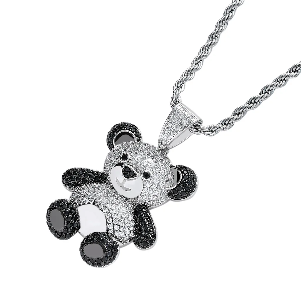 2022 Factory customized silver animal pendant panda hip hop jewelry men and women necklace