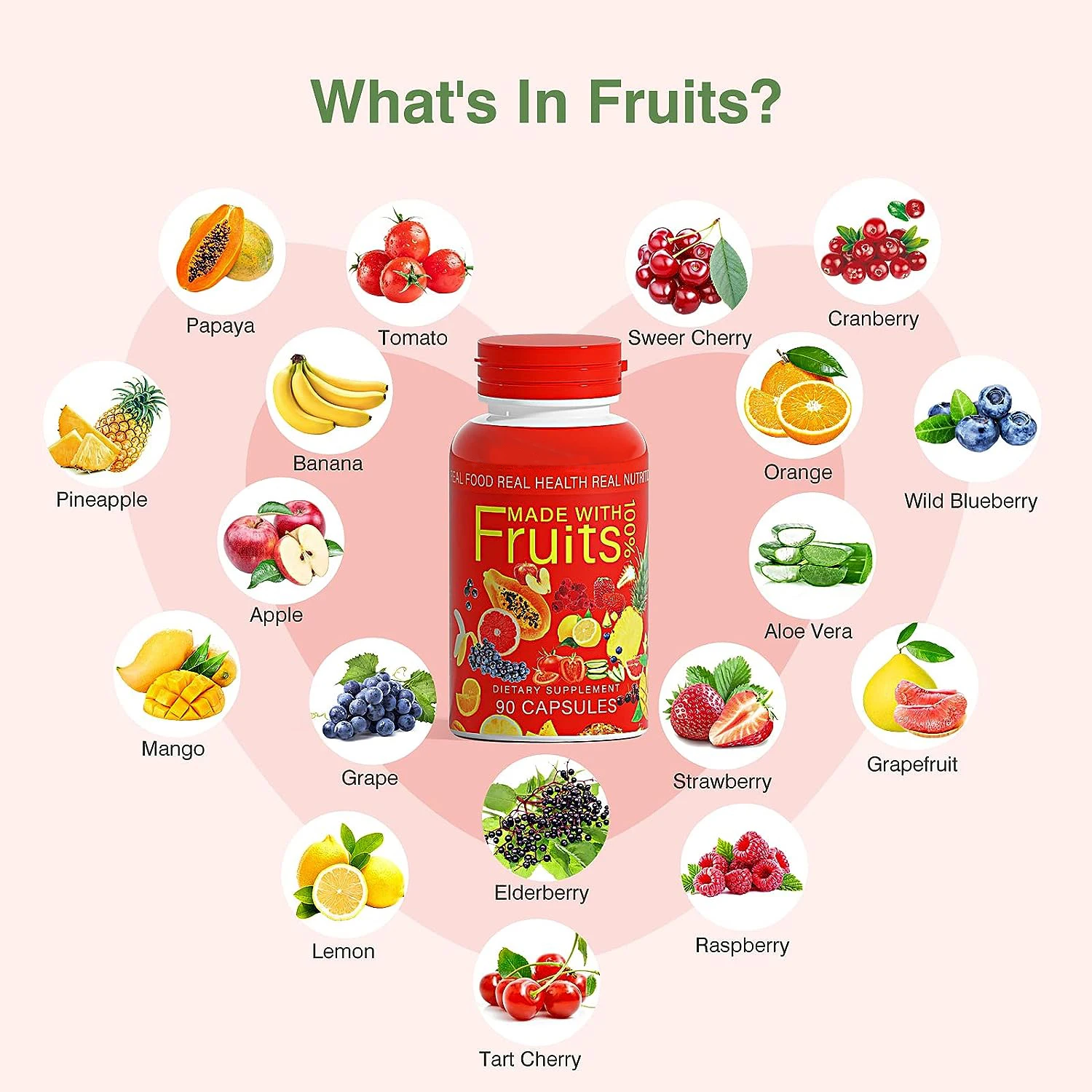 fruit vegetable nutrition balance 90 fruits 90 vegetable capsules Vegetarian vitamin dietary supplements