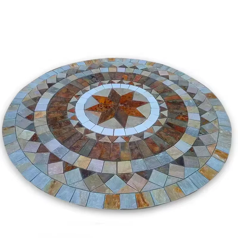 BOTON STONE Natural Stone Mixed Round Granite Pavers Circular Pattern Medallion Compass Paving Stone