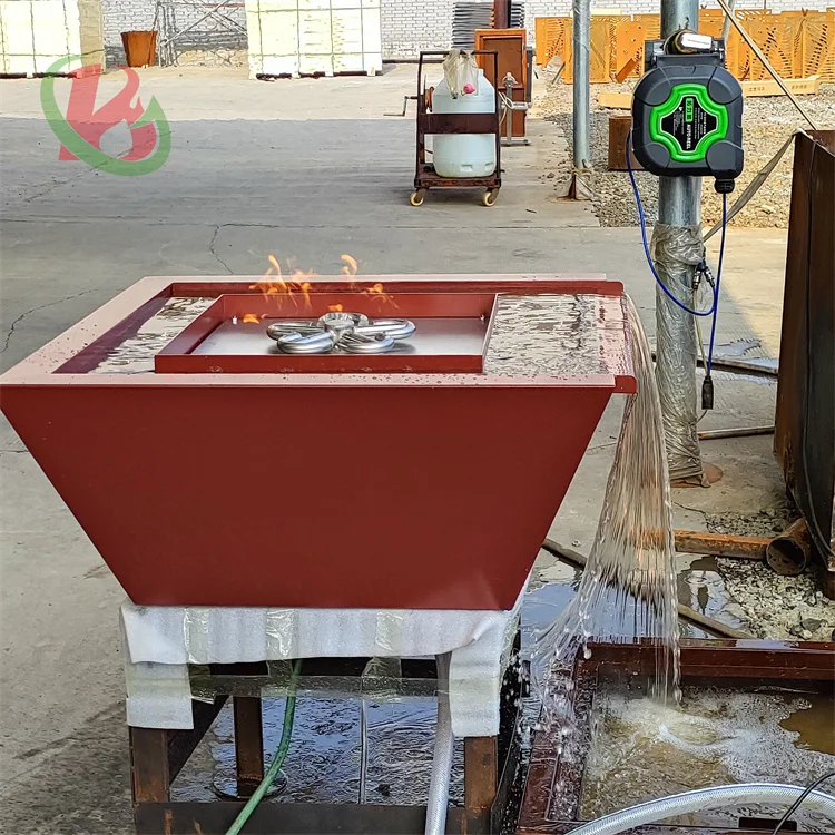 Gas water fire pit table gas heater fire pit color powder painted Gas fire pit with water for Garden rain water curtain