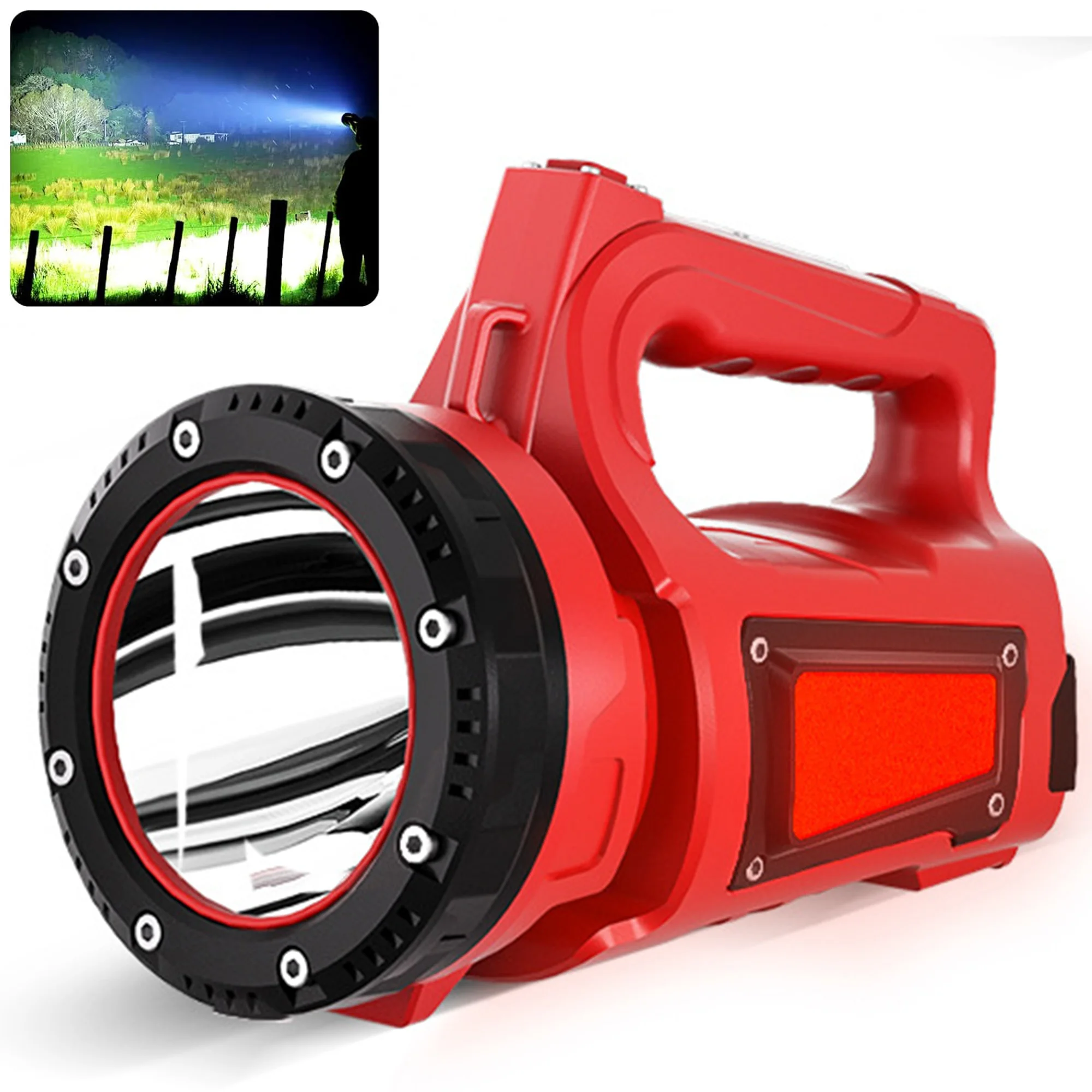 Rechargeable Spotlight High Lumen, LED Flashlight IP67 Waterproof Long Running Searchlight, Impact Resistant Handheld Work Light