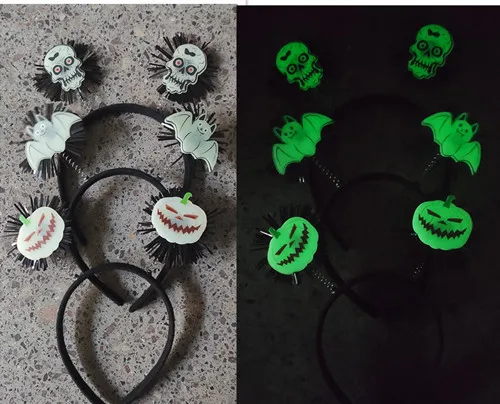 Custom Halloween party supplie Custom promotional  Fluorescent Ghost  glow in the dark headbands Light Up halloween headband