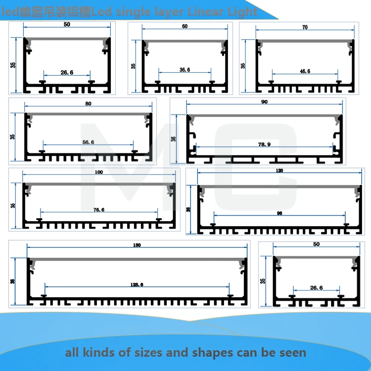 70*36mm led aluminum tube profile polycarbonate linear luminaire housing